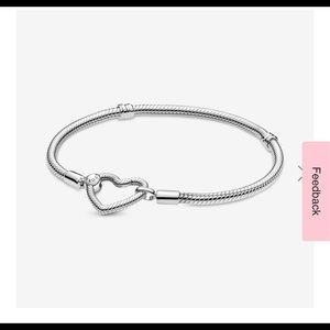 Pandora Moments Heart Closure Snake Chain Bracelet